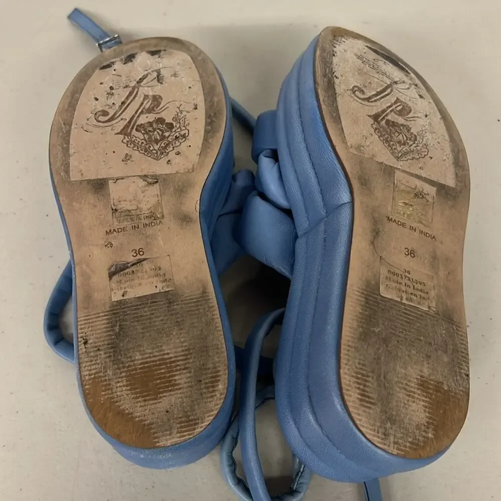 Free people sz36 eu blue leather platform strappy sandal carnival cobalt Harper